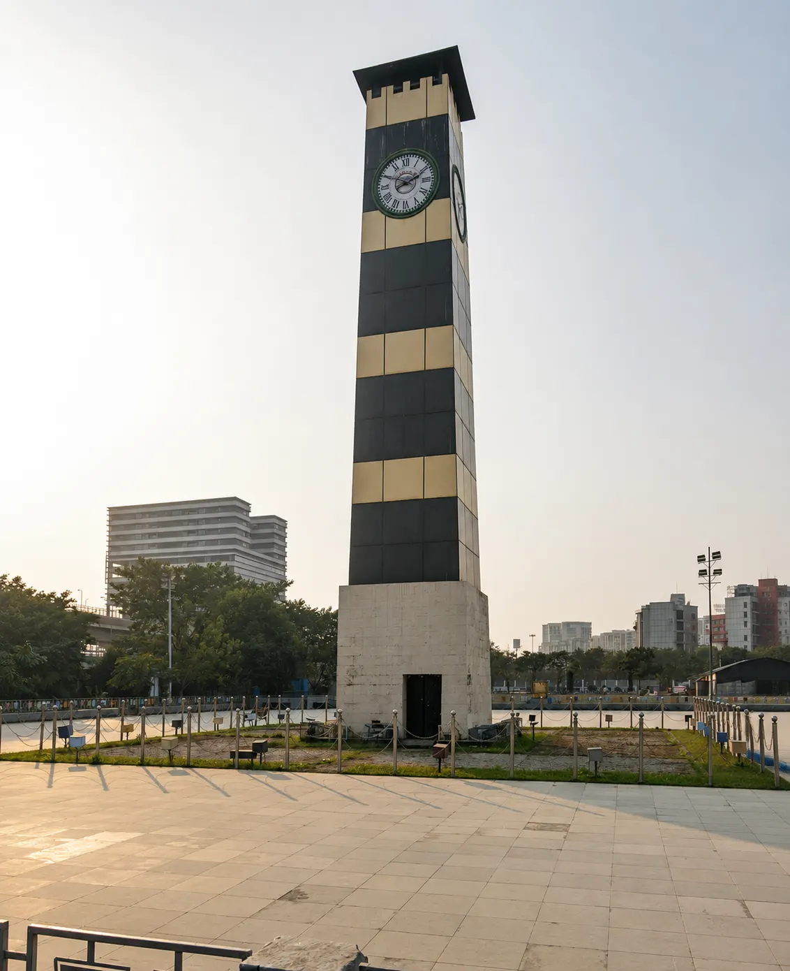 Clock tower installation, New Town waterfront