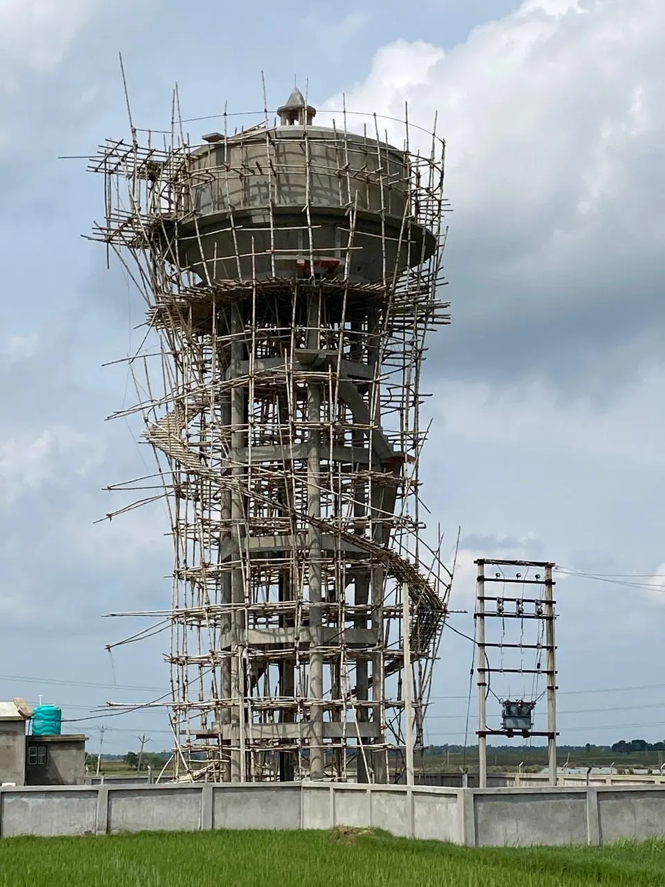 Water tower under construction, New Town